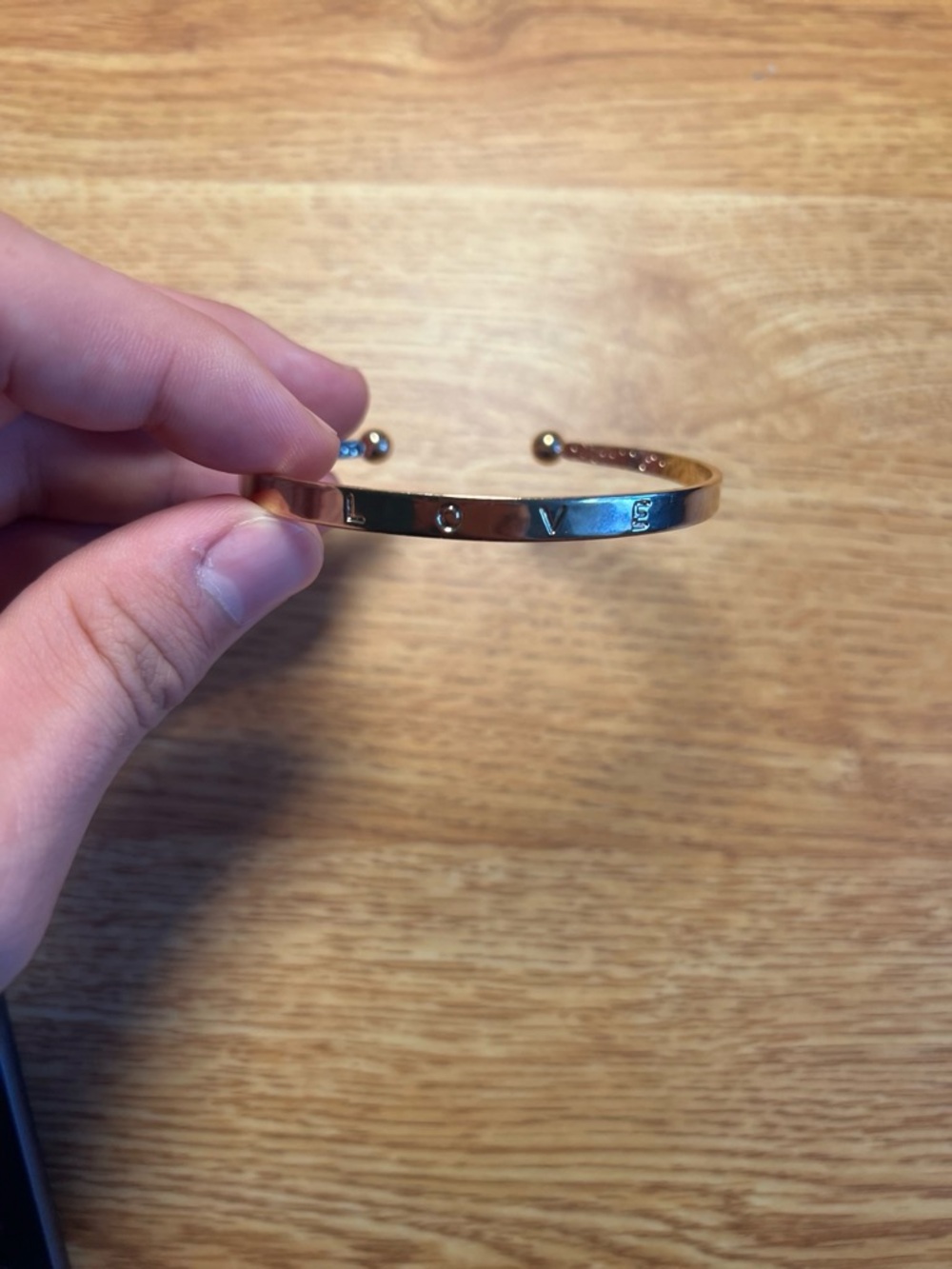 Gold LOVE Engraved Open Cuff Bracelet